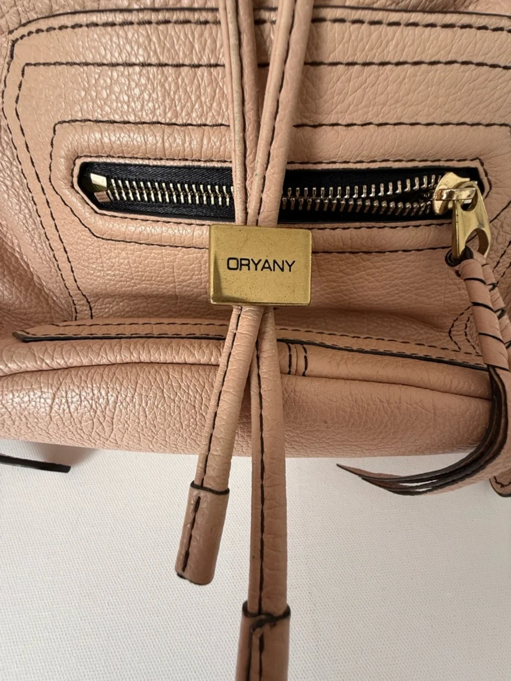 OrYany Leather Backpack Dusty Pink Blush Pebbled Leather Gold Tone Hardware